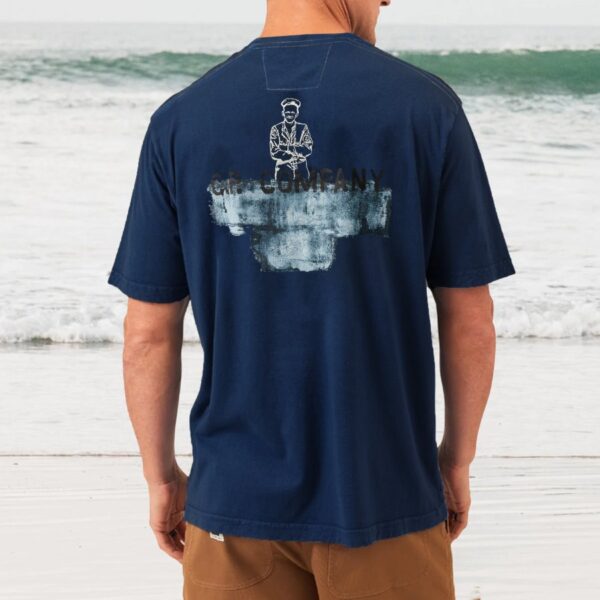 Herren Vintage CP COMPANY Bedrucktes Kurzarm-Strand-Surf-T-Shirt Mit Rundhalsausschnitt