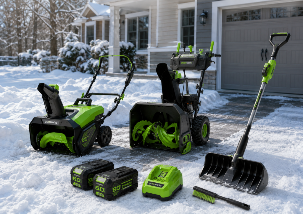 Best Greenworks Snow Removal Tools for Driveways Paths and Winter Cleanup